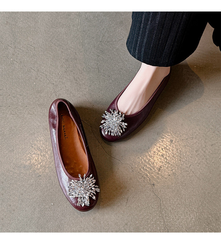 Karin Luna Full Leather Inside and Out~Gorgeous Fireworks Flat Granny Shoes