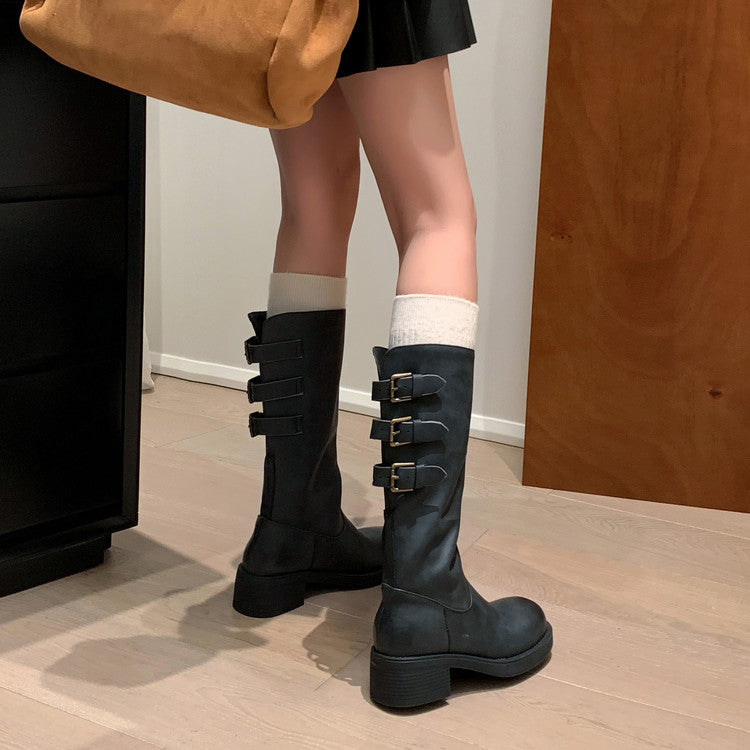 Karin Luna In Stock In Stock Thigh Circumference Belt Buckle Thick Sole Rider Boots