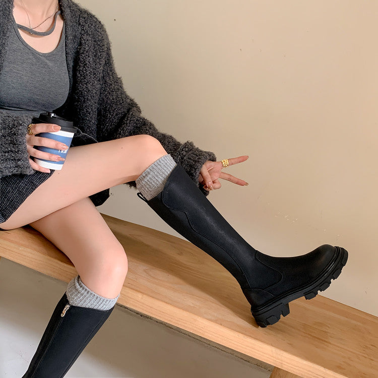 Karin Luna In Stock Versatile Irregular Stretch Fabric Long Boots