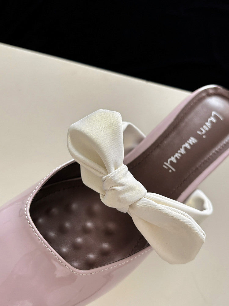 Karin Luna In Stock In Stock  Fluffy feel Bowknot Closed-Toe Slippers