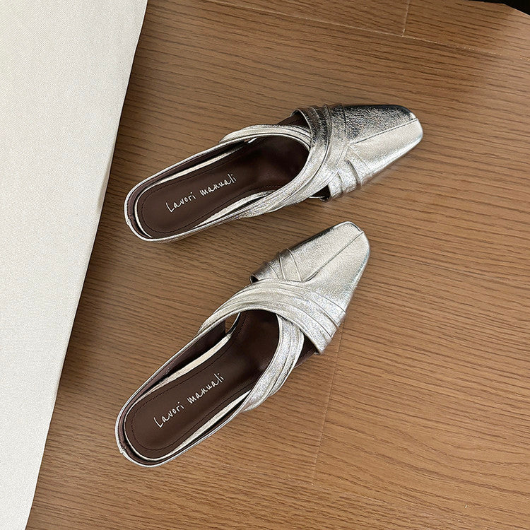 Karin Luna In Stock In Stock Basic Elegant Fairy Style Small Square Toe Sheepskin Slippers