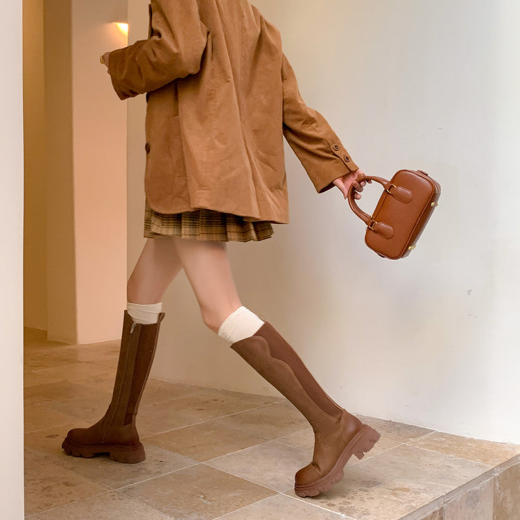 Karin Luna In Stock Versatile Irregular Stretch Fabric Long Boots