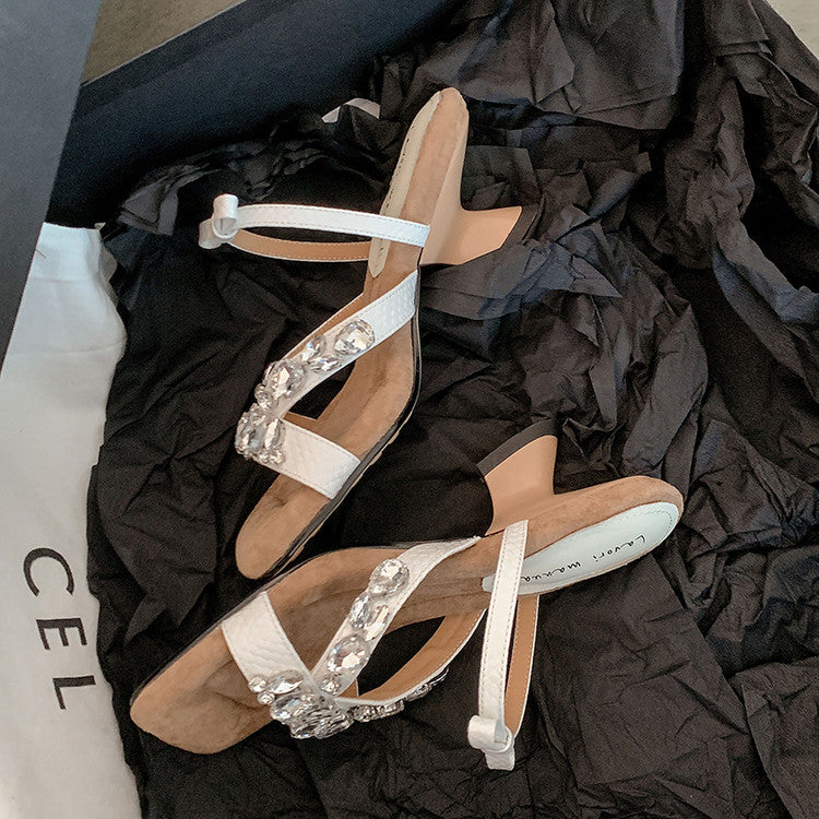 Karin Luna In Stock In Stock  Square Toe Rhinestone Bow Suede Slippers