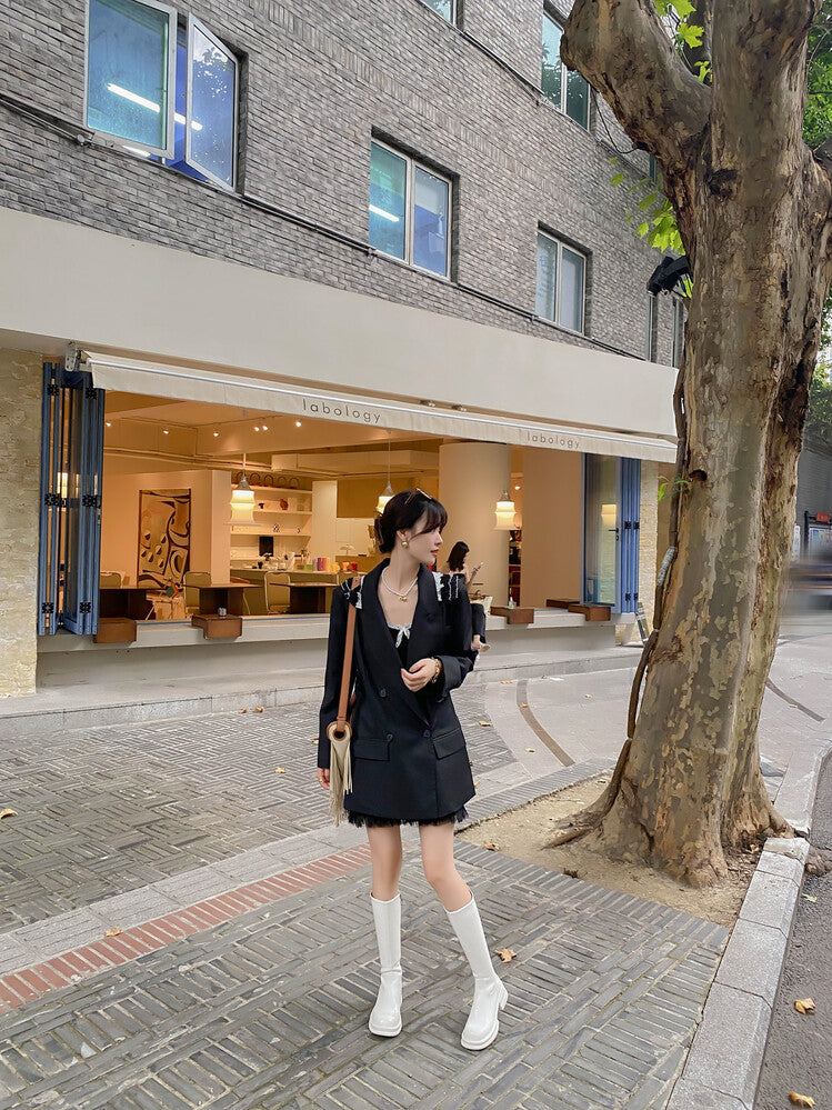 Karin Luna In Stock Spot Goods  Always in stock  Classic Basic Style Round Toe Thick Sole Knight Boots