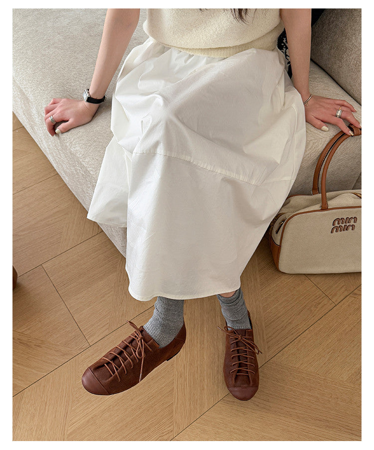 Karin Luna In Stock In Stock   Xiaohongshu Hot-Selling Lace-Up Round-Toe Deep Mouth Single Shoes