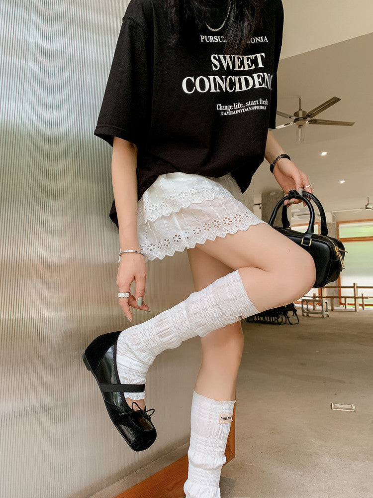Karin Luna In Stock Spot Goods    Color Block Cowhide Leather Square Toe Slip-On Height Increasing Bowknot Flats