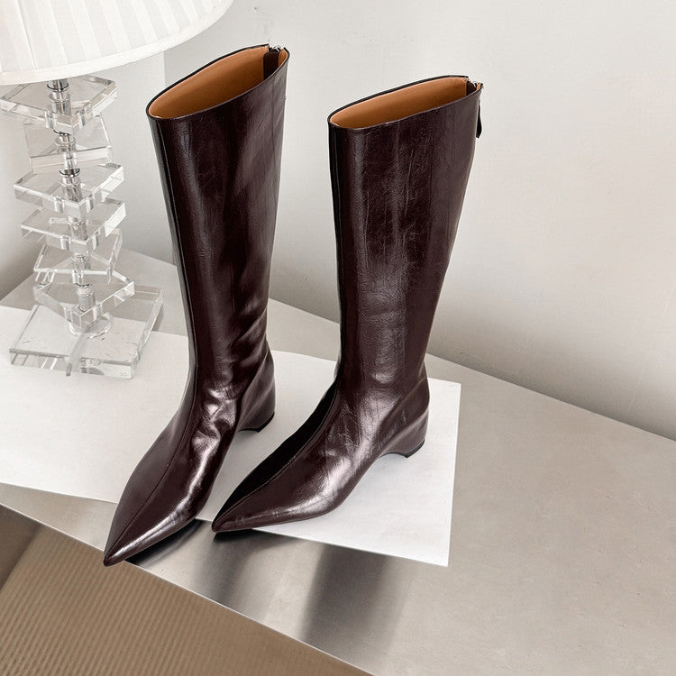 Karin Luna Elegant Style Pointed Toe Internal Height Increase Long Boots