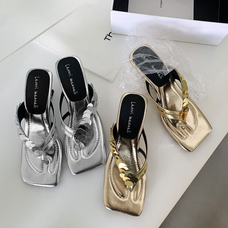 Karin Luna Exquisite Daughter~t Footrest with Rhinestones for a Sofa-like Feel  Sequin Flip-Flops
