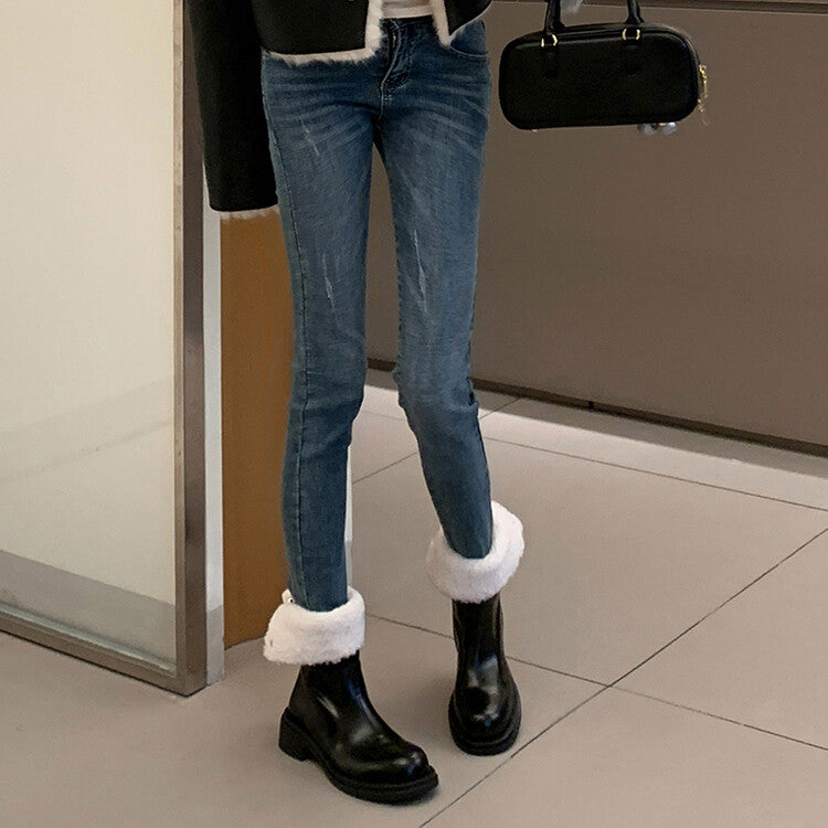 Karin Luna Classic Basic Style   Convertible Foldable Hidden Buckle Snow Fur Shoes Full cowhide Basic Flat Short Boots