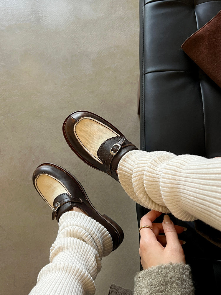 Karin Luna Casual Shoes Series~  In stock Classic color-blocking British style deep-mouth single shoes