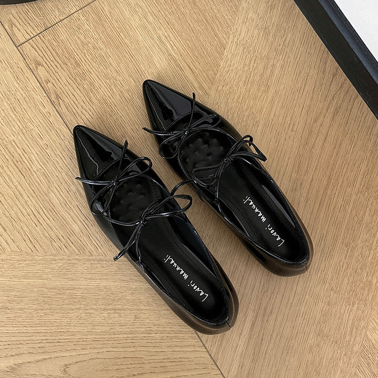 Karin Luna In Stock Spot Goods  Hot-selling Element Bowknot Square Toe Pointed Toe Single Shoes