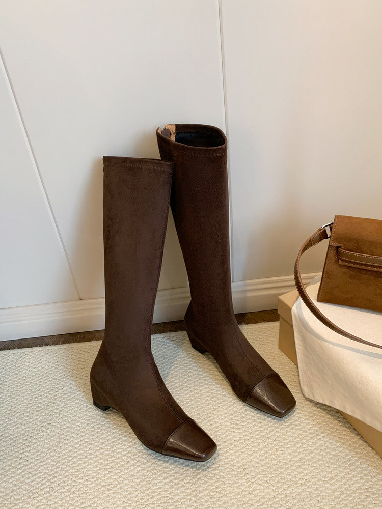 Karin Luna In Stock In Stock Patchwork Long Boots Elegant Versatile