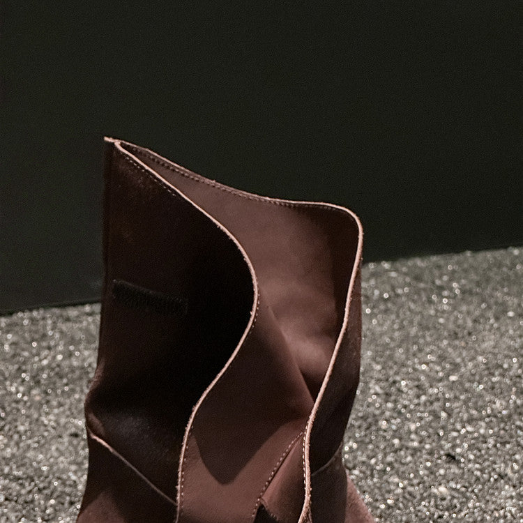 Karin Luna In Stock Spot Goods  Super textured Lazy Style Thick-Soled Ankle Boots