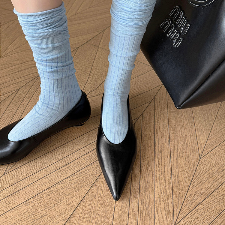 Karin Luna In Stock Spot Goods Classic three-color pointed toe metal heel shoes