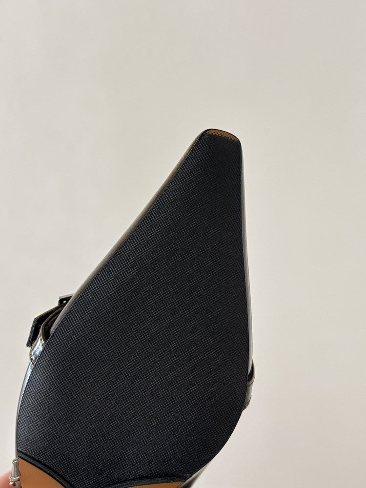 Karin Luna In Stock In Stock Retro Belt Buckle Small Square Toe Chunky Heel Single Shoes
