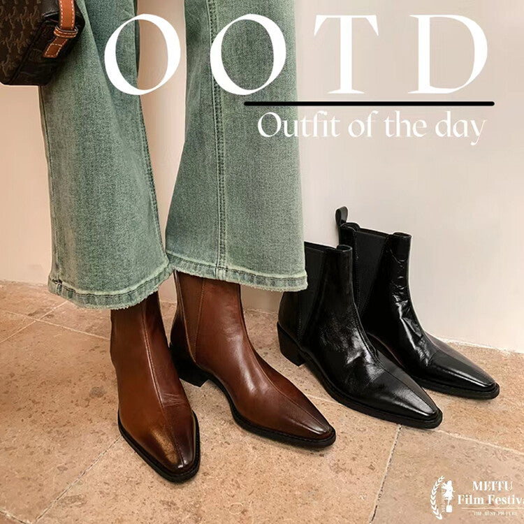 Karin Luna In Stock In stock   Classic first-layer cowhide Chelsea elastic ankle boots