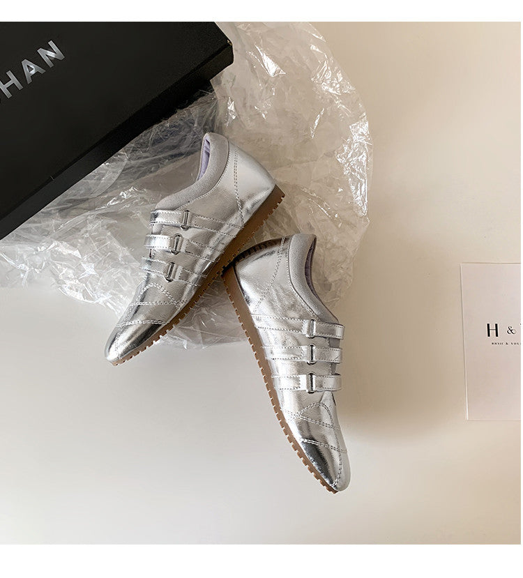Karin Luna Casual Shoes Series~  In Stock In Stock Magic Tape Round Toe Internal Height Increase Single Strap Flats