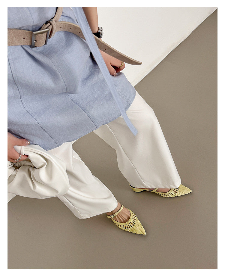 Karin Luna Casual Feel~In stock Pointed Toe Hollow Design Note Pointed Toe Slippers