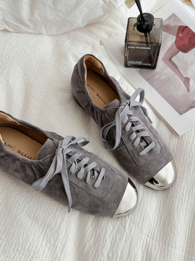 Karin Luna In Stock In Stock  High-end Metal Toe Lace-up Flats