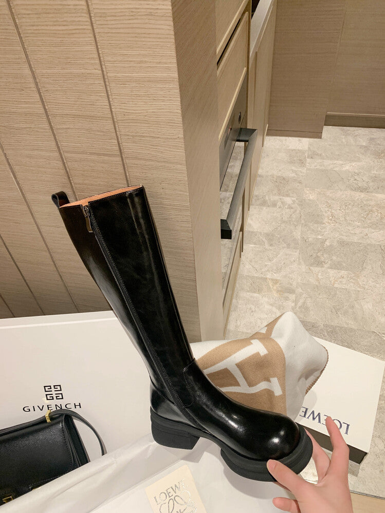Karin Luna In Stock Spot Goods  Always in stock  Classic Basic Style Round Toe Thick Sole Knight Boots