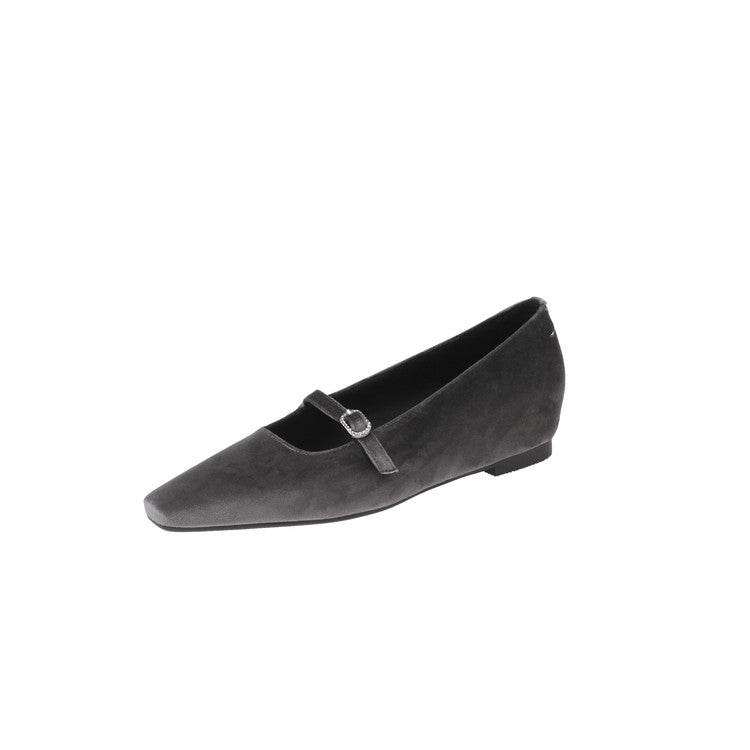 Karin Luna In Stock Spot Goods  Elegant Square-Toe One-Strap Height-Increasing Flats