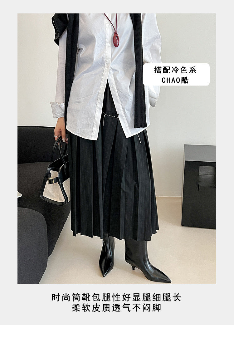 Karin Luna In Stock Spot Goods Minimalist Tube Kitten Heel Short Boots