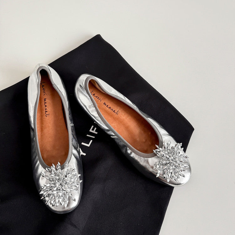 Karin Luna Full Leather Inside and Out~Gorgeous Fireworks Flat Granny Shoes