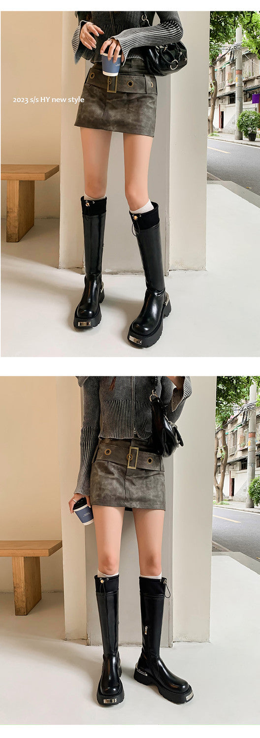 Karin Luna In Stock Spot Goods Thick-soled Casual Versatile Elegant Knight Boots