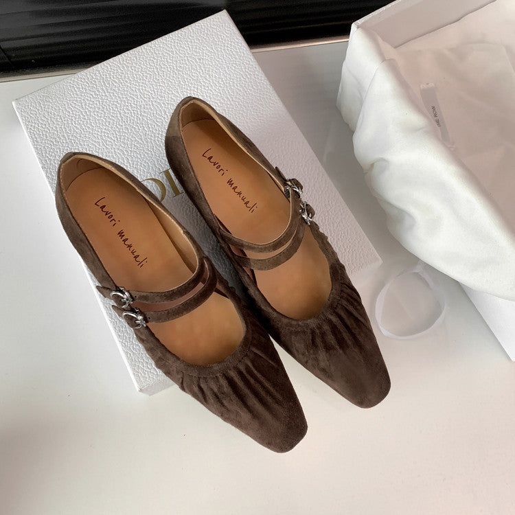 Karin Luna Full Leather Inside and Out Popular Element Amber Heel Elegant French Style Single Shoes