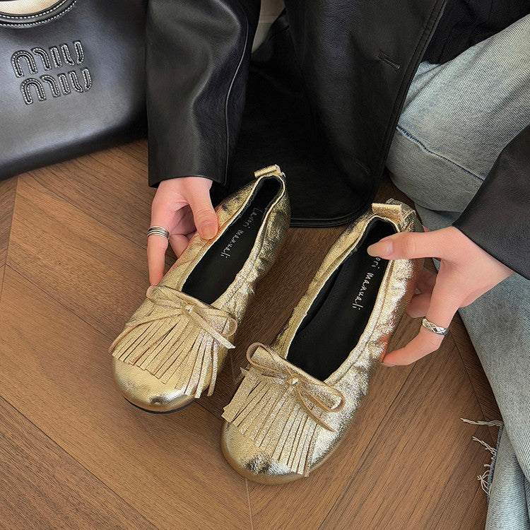 Karin Luna In Stock Spot Goods   Tassel Round Toe Hidden Wedge Mary Jane Shoes