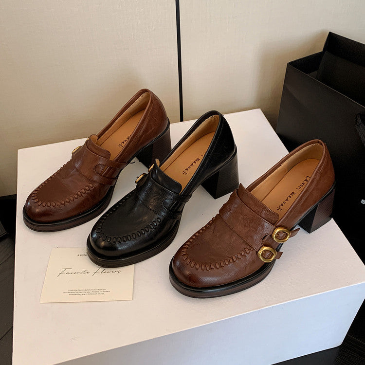 Karin Luna Bestseller Hot-Selling Derivative Edition Self-contained Strap Buckle Casual Loafers