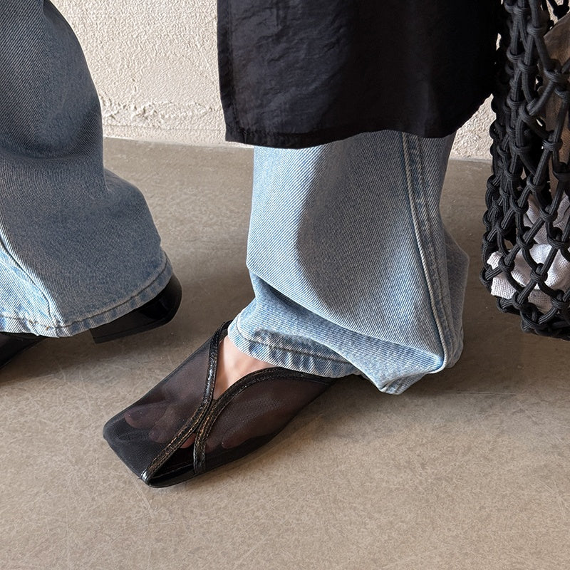 Karin Luna In Stock Spot Goods  Square Toe Mesh Sandals