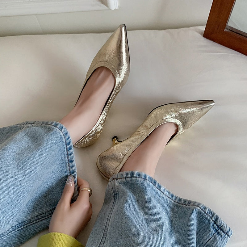 Karin Luna In Stock Spot Goods    Vintage Classic Style Shallow Mouth Single Shoes