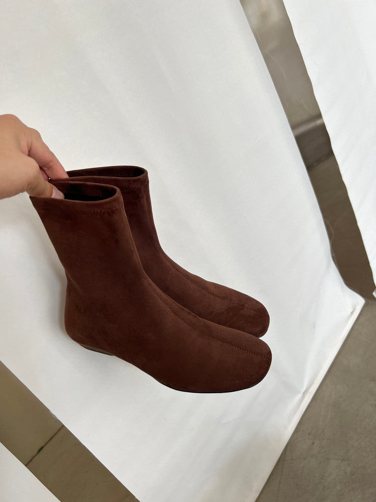 Karin Luna In Stock Spot Goods Round Toe Basic Stretch Slim Short Boots
