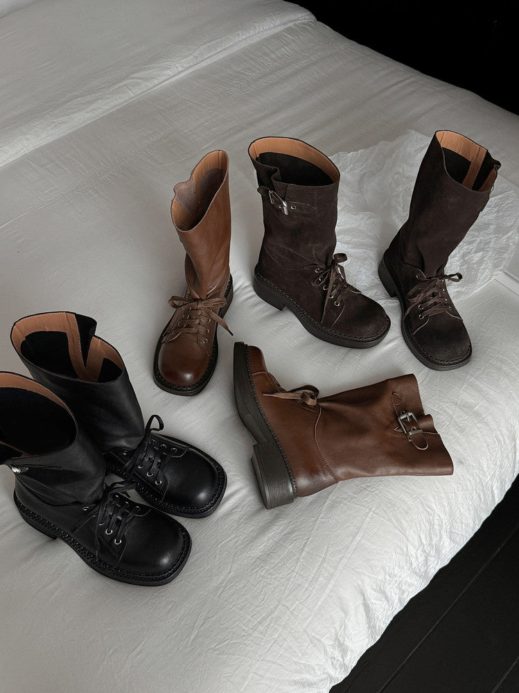Karin Luna Bestseller Large Tube Thick Sole Martin Boots with Belt Buckle