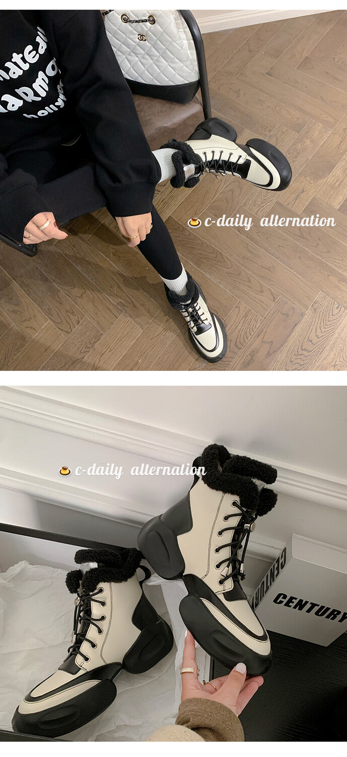 Karin Luna In Stock  Spot Goods  Hot-selling Sports Thick Sole Thickened Fur Snow Boots Full cowhide