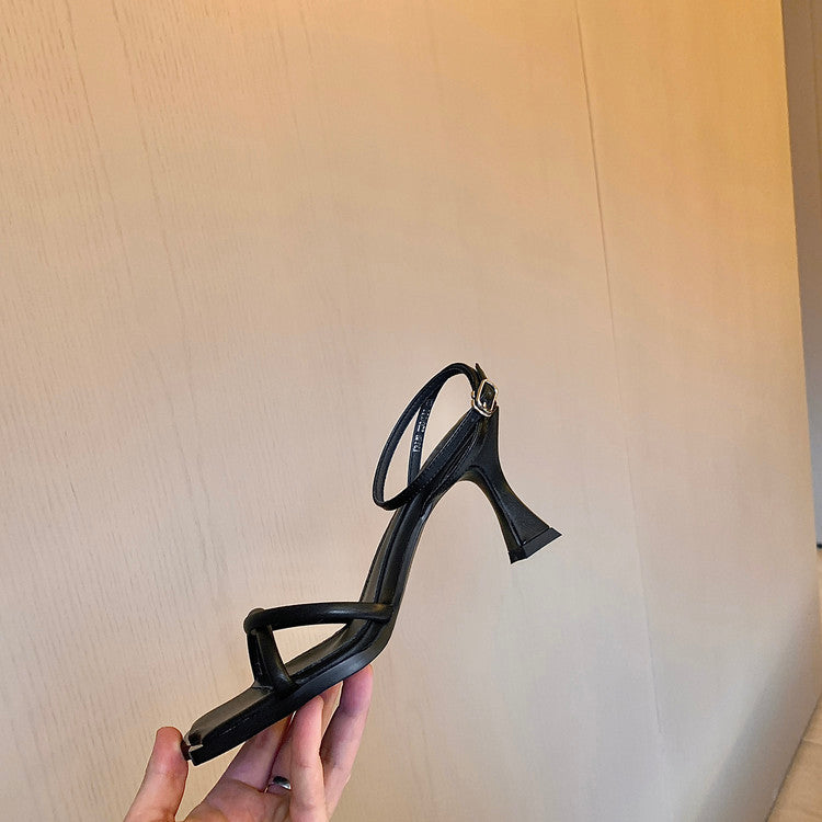 Karin Luna Classic Style  In stock  Basic Versatile Cross Strap High Heel Sandals