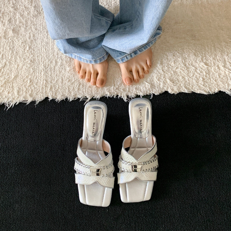 Karin Luna Fish Skin Series~ Hot-selling Square-Toe Slippers with Built-in Traffic