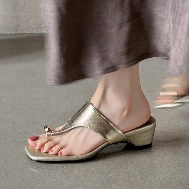 Karin Luna In Stock Spot Goods Clip-toe Square Toe Metal Buckle Minimalist Slippers