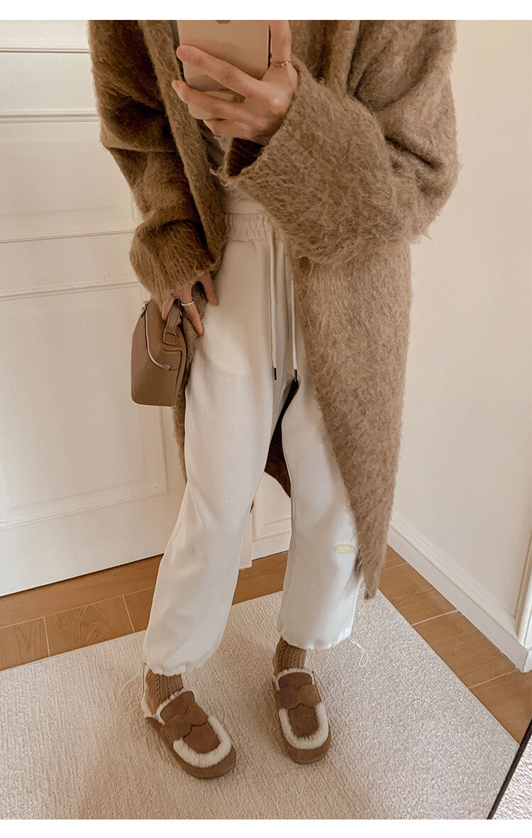 Karin Luna In Stock Look~This is such thick lamb wool Winter Atmosphere！Cowhide Leather Lamb Wool Round Toe Flat Sole Half Support！