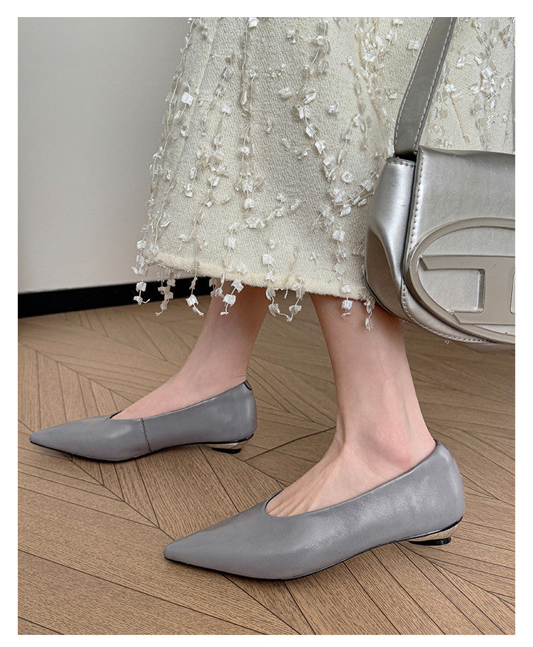 Karin Luna In Stock Spot Goods Classic three-color pointed toe metal heel shoes