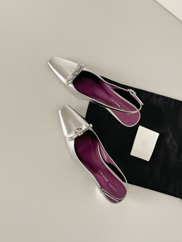Karin Luna In Stock In Stock Sweet Bowknot Small Square Toe Chunky Heel Closed-toe Elegant Retro Sandals