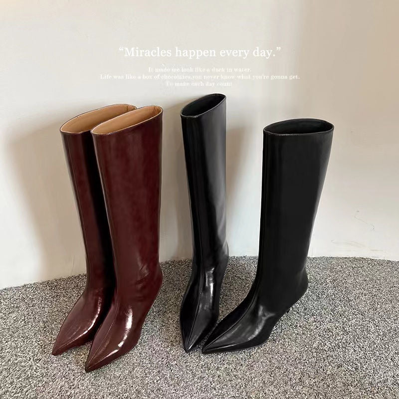 Karin Luna In Stock In Stock    Stunning Elegant Style Kitten Heel Straight Long Boots