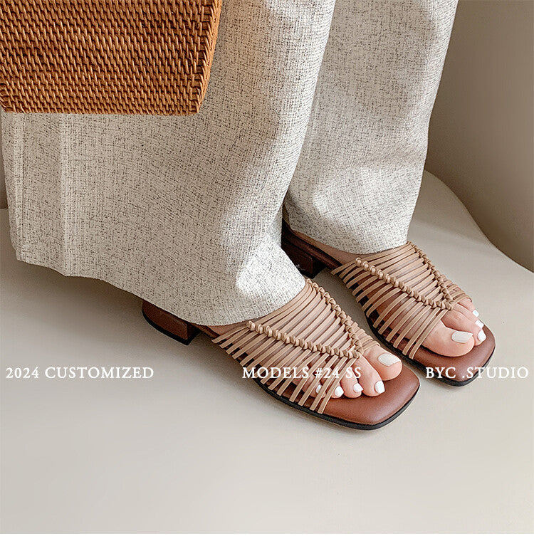 Karin Luna In Stock Spot Goods  Resort Style Handwoven Flat Sole Slippers