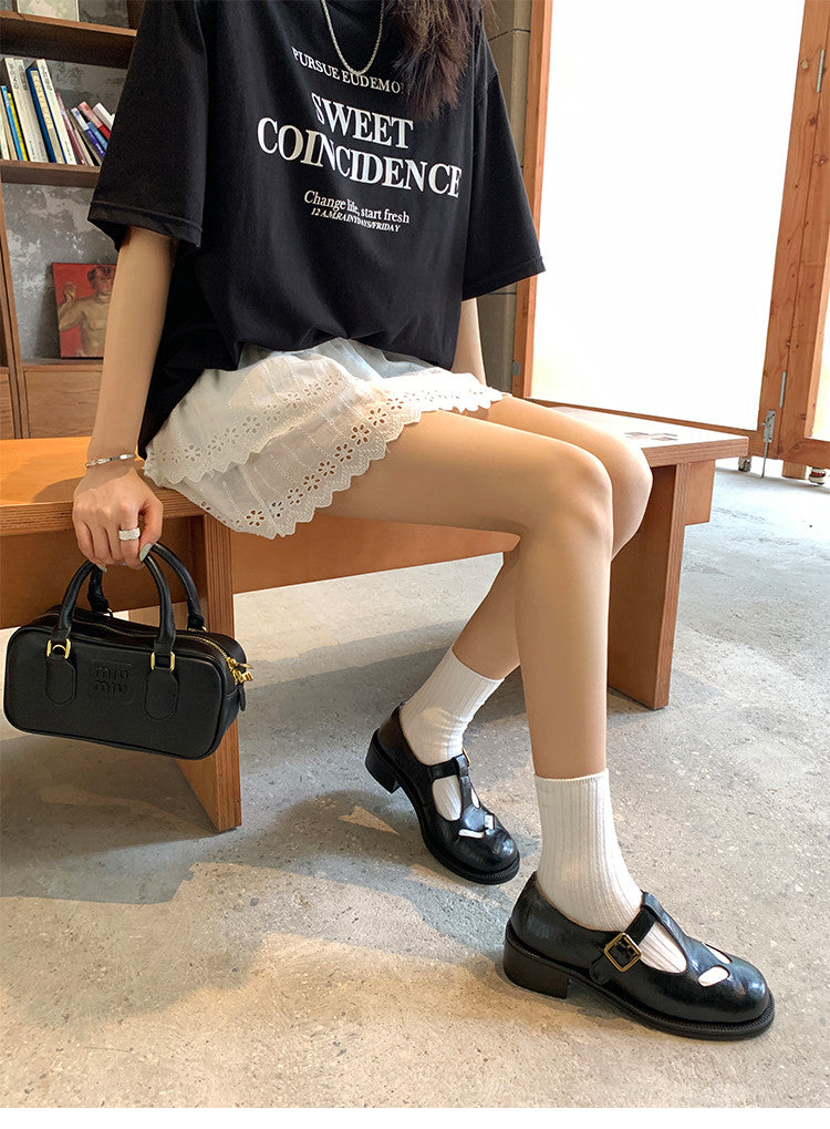 Karin Luna In Stock Spot Goods Minimalist Retro British Style Irregular Hollow Single Shoes