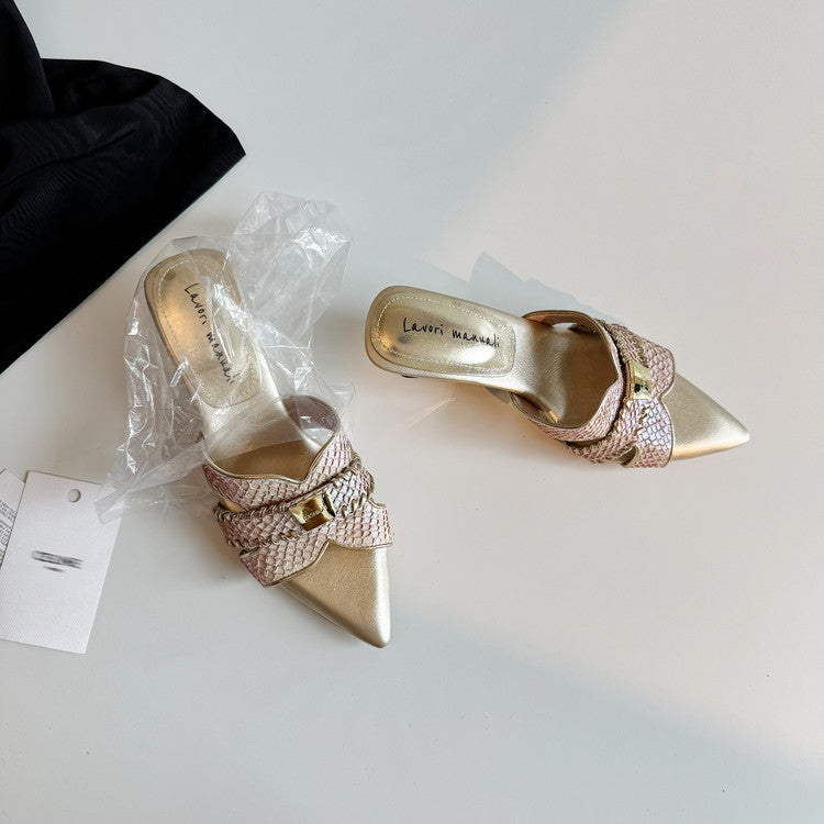 Karin Luna Fish Skin Series~Minimalist Pointed Toe Hot-Selling Unique Heel Slippers