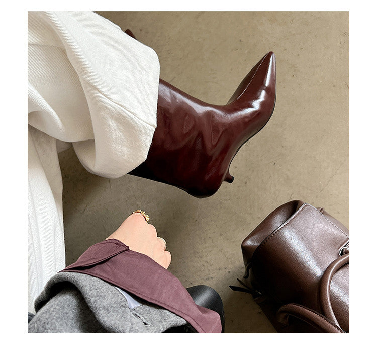 Karin Luna In Stock Spot Goods Minimalist Tube Kitten Heel Short Boots