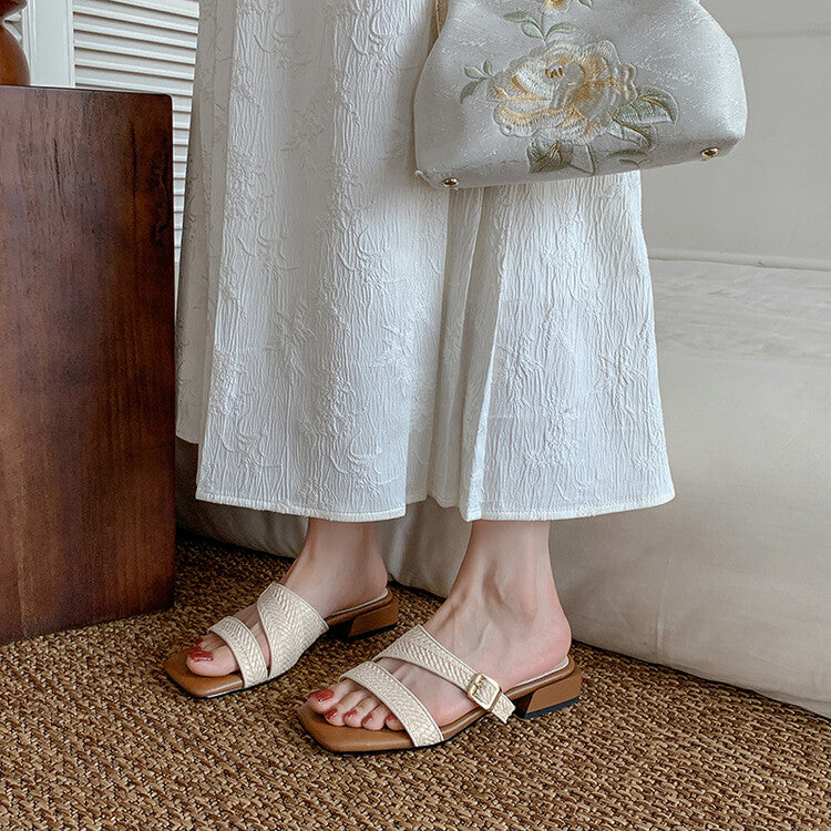 Karin Luna Full of casual charm~ Irregular Weaving Design Flat Slippers