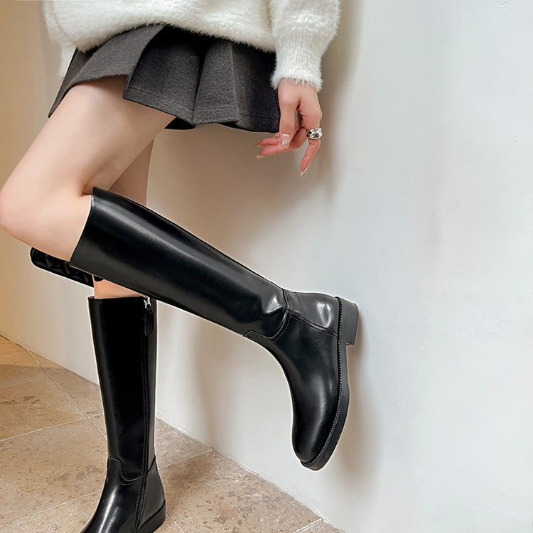 Karin Luna In Stock In-stock Basic Classic Timeless Round Toe Casual Riding Boots