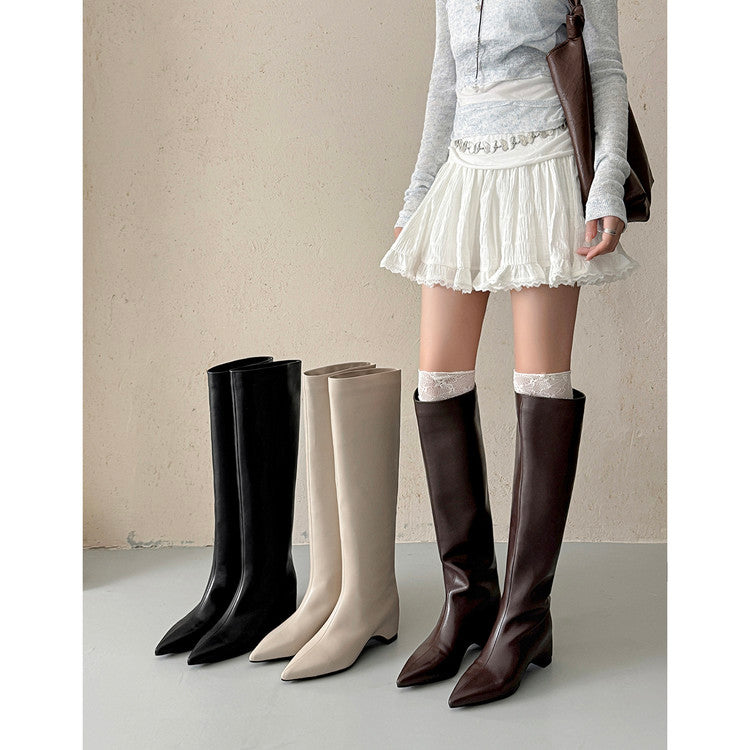 Karin Luna Hot-Selling Internal Height Increase Pointed Toe Straight-Leg Hot-Selling Long Boots